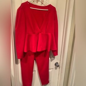 2 piece red  pants outfit